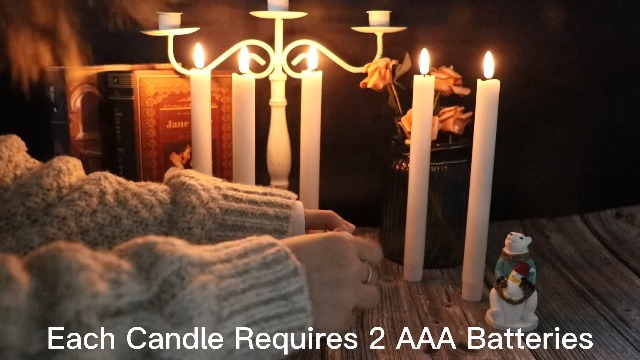 Image of White Flameless Taper Candles Battery Operated with 6H Timer, Real Wax 3D Wick Flickering LED Taper Candles Dinner Wedding Holiday Decor(6 Pack, 0.78 x 9.64 Inches)