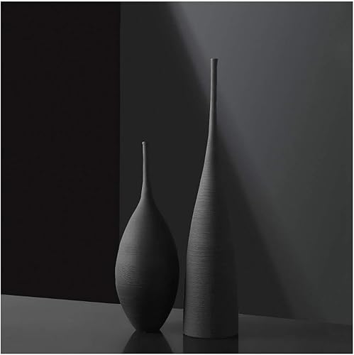 Juego de jarrones de cerámica blanca y negra, adornos minimalistas modernos para sala de estar, decoración del hogar, juego de 4 (D+E)