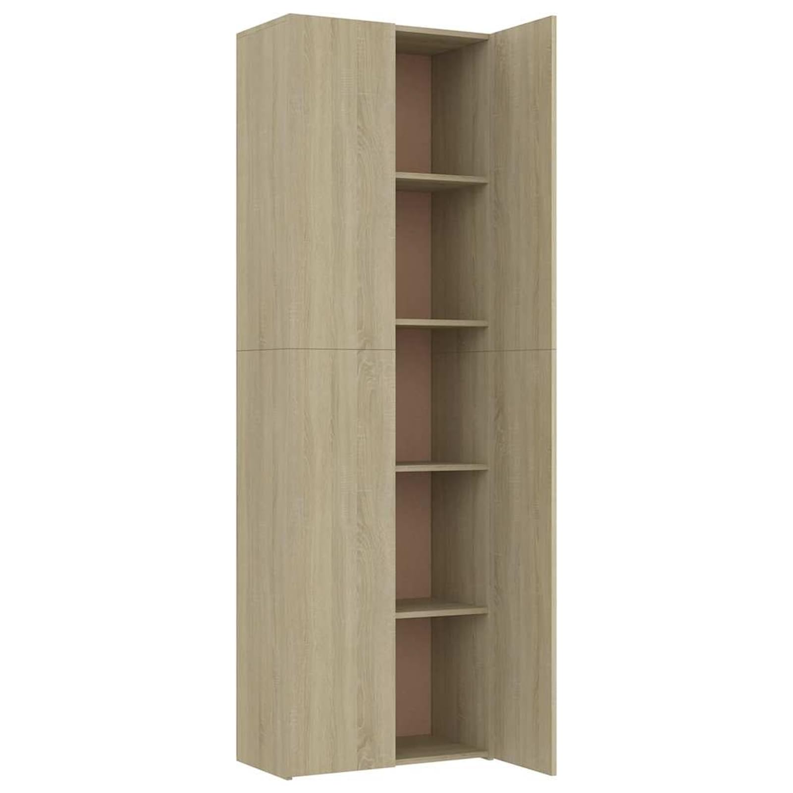 Gecheer Büroschrank, Holzwerkstoff Schrank mit 5 Regalen und 2 Türen, 60x32x190 cm, Sonoma-Eiche, für Büroorganisation und Aktenaufbewahrung