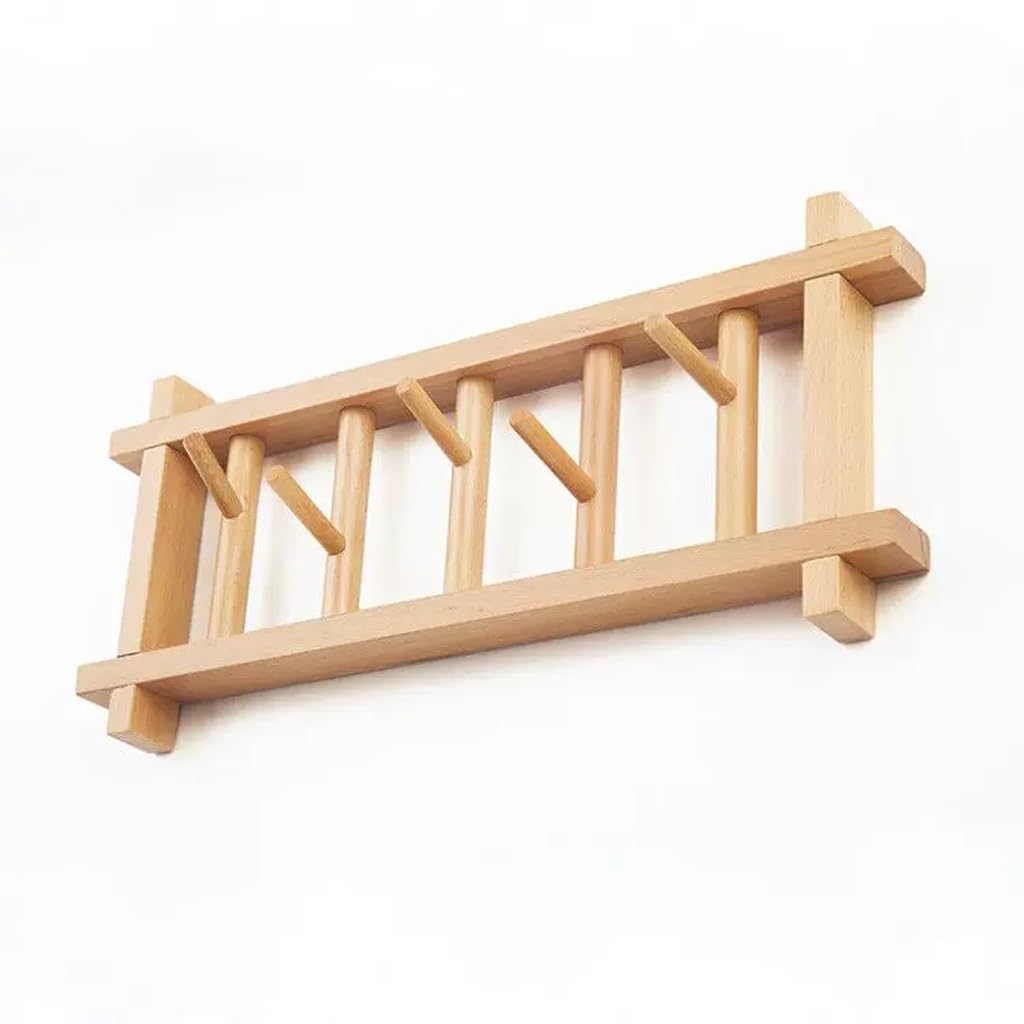 Pafooa A Pafoo Hooks Bedroom Wooden Clothes Hook Hanger Door Porch Wall Coat Storage Living Room Corridor Rack Mounted Rack(A)