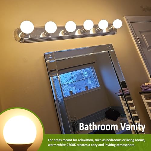 Image of 8-Pack G25 LED Vanity Light Bulbs 120V 40 Watt Equivalent, E26 Base, 2700K Warm White LED Globe Light Bulbs for Bathroom Mirror, Non-Dimmable