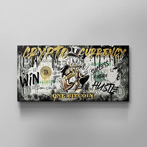 DOTCOMCANVAS® Luxus Popart Leinwandbild - Bitcoin CRYPTO DUCK - Limitiert Größe 100 X 50 CM, Farbe Ohne Rahmen Cover