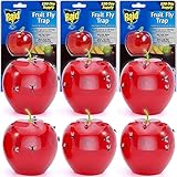 Raid Fruit Fly Trap Bundle, Set of 3 2-Pack Apple Fruit Fly Catcher Indoor Trap, 360-Day Supply of Fruit Fly Traps for Kitchen & Dining Areas, Reusable Gnat Traps w/Food-Based Lure for Fruit Flies