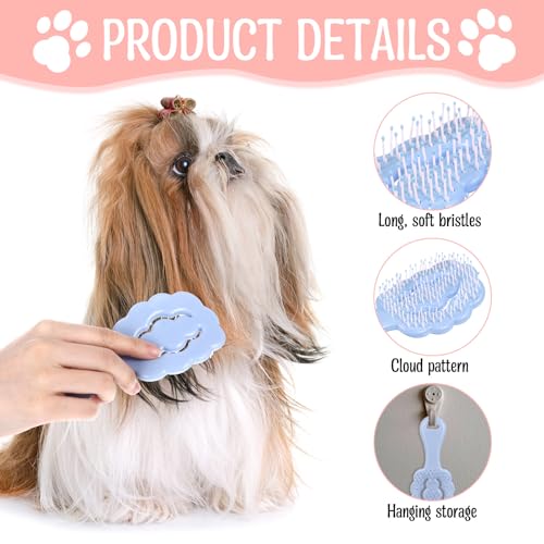 Hunde-Pflegebürste, weiche Haustierbürste, Welpenbürsten für kleine Hunde, Wolkenform, Kurzhaar, Hundebürsten für Malteser und kleine Rassen, Blau und Rosa, 2 Stück