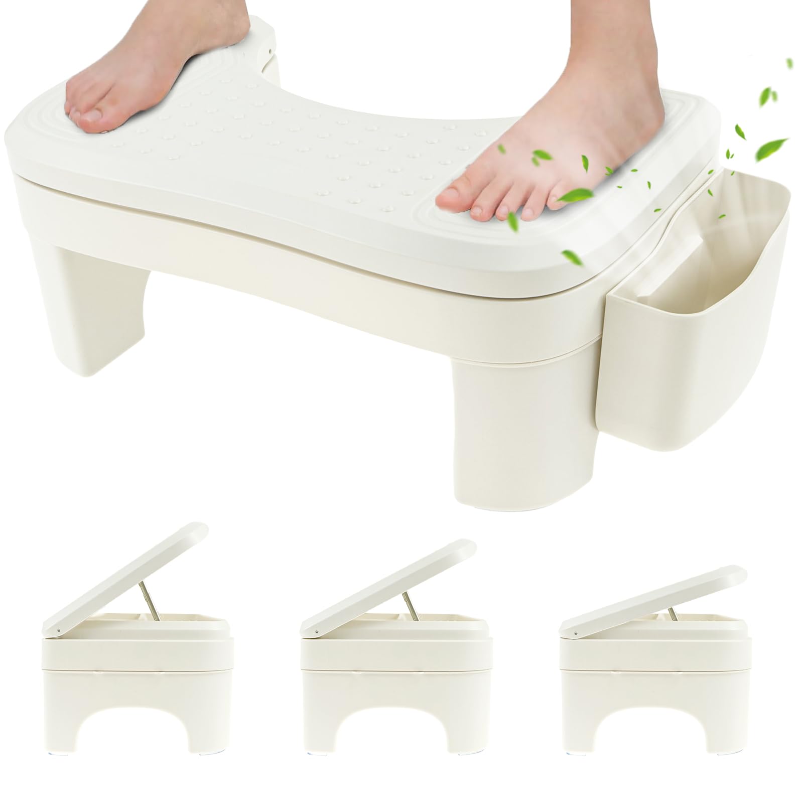 Tcwhniev Toilet Poop Stool with Storage Box, Height Adjustable Toilet Poop Stool Squat Adult, Non Slip Squatty Potty Stool Weight Bearing Squatting Stool Improve Squatting Posture for Adults Bathroom