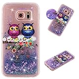 ISADENSER Samsung S6 Edge Cover Galaxy S6 Edge Case Clear TPU Glitter Stylish Design with 3D Hearts...