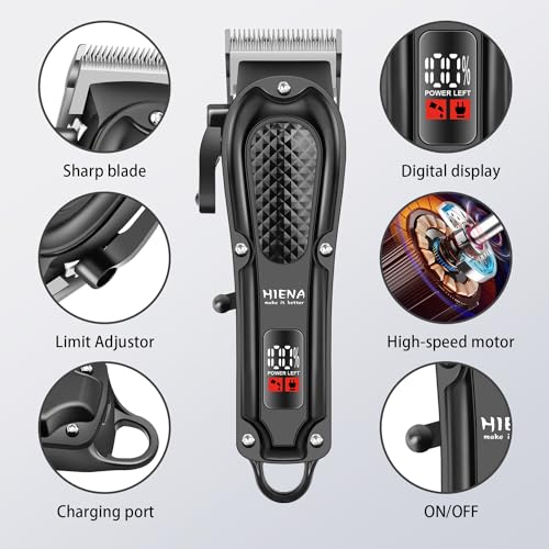 HIENA PRO Professional Hair Clippers for Men Cordless&Corded Barber Clippers for Hair Cutting Rechargeable Beard Trimmer - Image 3