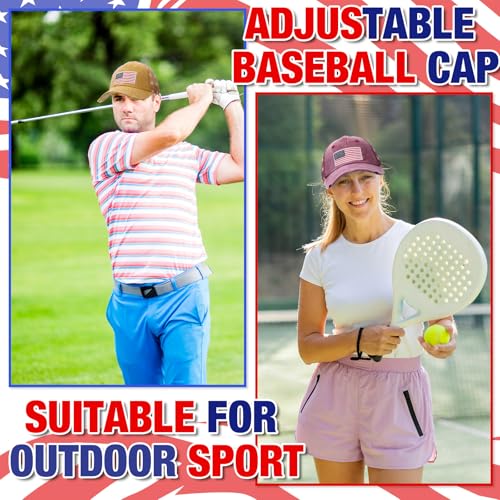 Image of Tarpop 6 Pcs American Flag Baseball Cap 250th Anniversary Tactical American Flag Hats Adjustable Washed Us Cap for Women Men(Multi Color,Elegant Style)