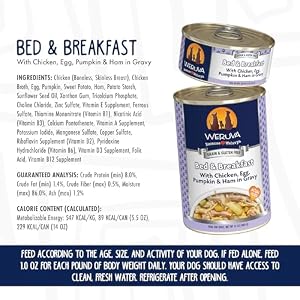 Weruva Classic Dog Food, Bed & Breakfast with Chicken, Egg, Pumpkin & Ham in Gravy, 14oz Can (Pack of 12) Weruva Classic Dog Food, Bed & Breakfast with Chicken, Egg, Pumpkin & Ham in Gravy, 14oz Can (Pack of 12)