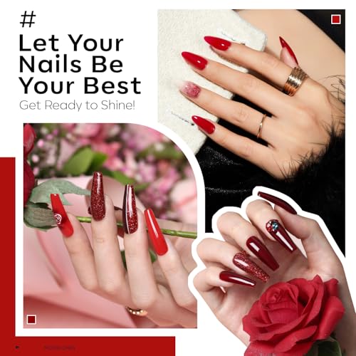 Modelones Conjunto de esmalte em gel - 6 cores clássicas vermelhas gel de imersão em gel vermelho co