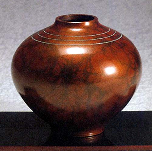 Takaoka Copper Saga Flower Vase Bronze Finish Presentation Box Japan