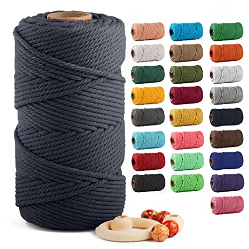Image of ZUEXT Macrame Cord, Navy, 5mm x 109yds Cotton String Macrame Yarn