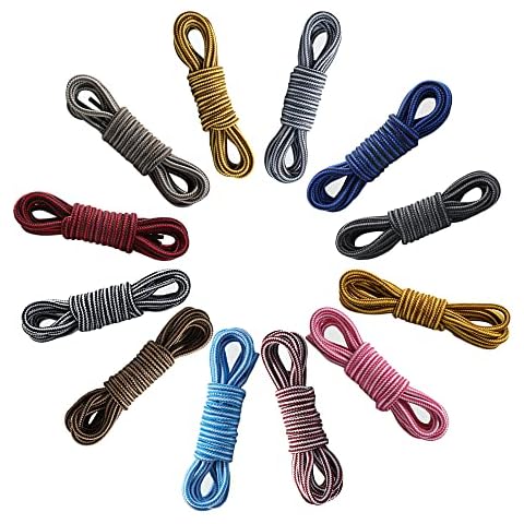 Juipniss 12 Pairs Round Striped Double Color Fashion Shoe Strings Outdoor and Leisure Sports Shoelace (47 inch-120 cm) Cover