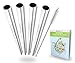 Hawkeye Set of 4 Stainless Steel Reusable Drinking Straws with FREE Cleaning Brush - Durable, BPA Free and Eco Friendly - 10.5 Inches - Fits 30 Oz and 20 Oz Yeti Rambler Tumblers and Other Tall Cups