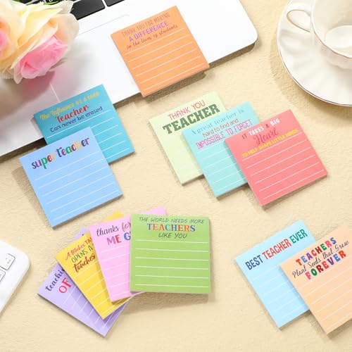 Motipuns 24 Pcs Teacher Appreciation Gifts Bulk Inspirational Teachers Sticky Notes Cute Mini Pocket Motivational Teacher Notepads Thank You Gift for School Office Supplies 3 x 3\'\'(Pastel,Lined) - Thumbnail 2