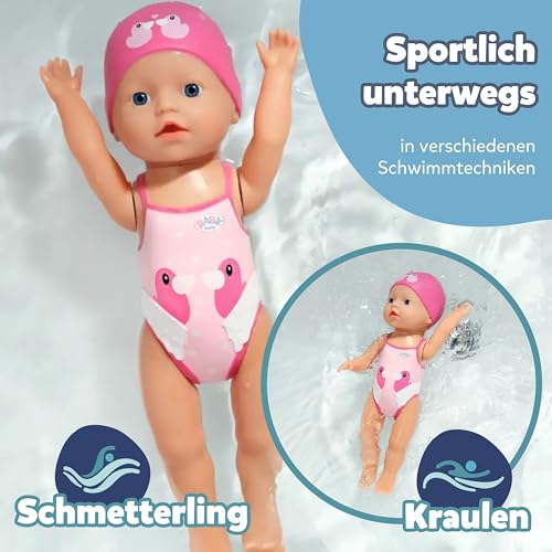 BABY born My First Swim Girl, Aufzieh-Badepuppe, wasserfest, funktioniert ohne Batterien, 30 cm große Puppe, 834060 Zapf Creation, Rosa – Bild 6