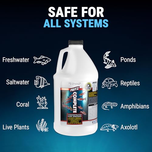 Image of Fritz Complete - Concentrated Water Conditioner /Tap Water Dechlorinator, Instantly Detoxifies Chlorine, Chloramines, Heavy Metals, Ammonia, Nitrite /Nitrates, for Fresh and Saltwater (64 oz)