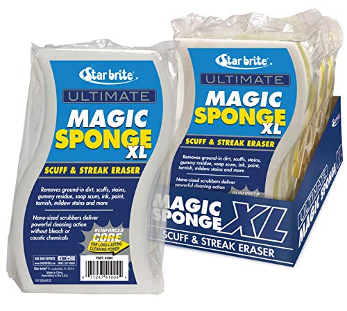 Image of STAR BRITE XL Magic Sponge - 8 Pack - Extra Large, Long Lasting, Premium Melamine Boat Scuff Eraser - Multi-Purpose Scrubber - Bathroom, Kitchen, Floor, Bathtub, Toilet, Baseboard, Wall Cleaner