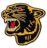 Asian 108 Markets Gold Edges Black Panther Tiger Patch - Iron On - Size 10.5 x 10 cm