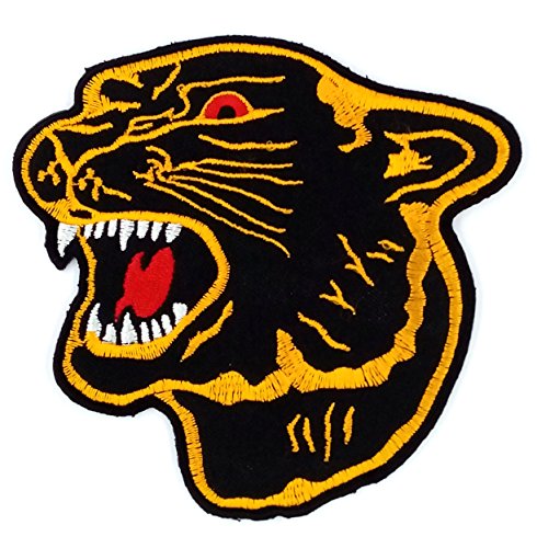 Asian 108 Markets Gold Edges Black Panther Patches - Tiger Patch - Applique Embroidered Patches - Iron on Patches - Backpack Patches - Size 10.5 x 10 cm.