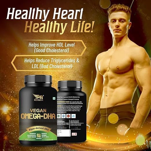 Miniatura 5 de Omega 3 vegetariano para hombres y mujeres con extracto de algas rico en DHA y Epa 500 mg ayuda a mantener los niveles de HDL, para articulaciones