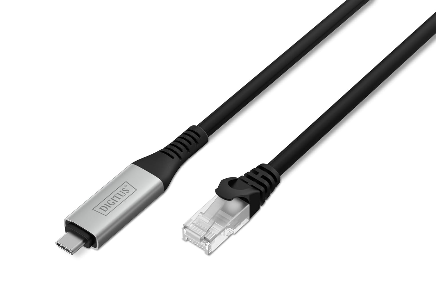 DIGITUS USB to Ethernet Cable - Type-C to RJ45 - USB-C 3.2 Gen1 - 1Gbps - 2m - LSZH - CAT 6A S/FTP - AWG 26 - Plug & Play - Black