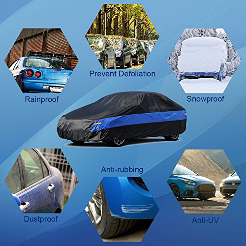 Molebt Car Cover Waterproof All Weather For Automobiles, Universal Fit Chevrolet Corvette/Camaro, Ford Mustang/Fusion, Honda Accord/Civic, Kia Optima/Stinger, Hyundai Sonata, Nissan Maxima Etc. #TOP2