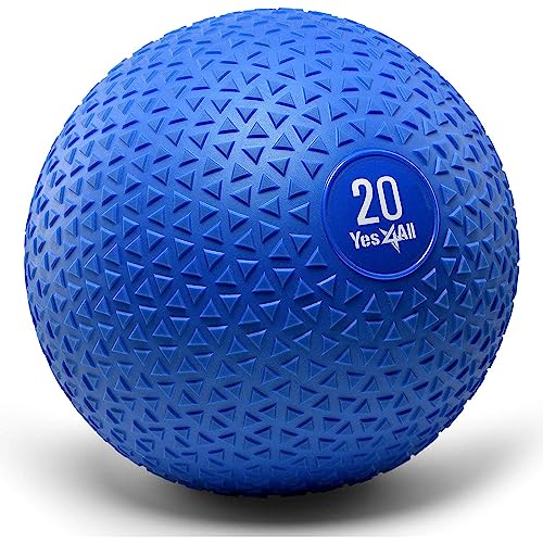 Yes4All Slam Balls 10-40lb Weighted Ball Weight Durable PVC Sand Filled Workout Dynamic Slam Ball for Strength Training Triangle Blue 20lbs