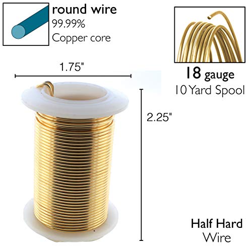 Image of The Beadsmith Wire Elements 18-Gauge Lacquered Tarnish-Resistant Copper Wire for Jewelry Making, 10 Yard, 9.14 Meter Spool