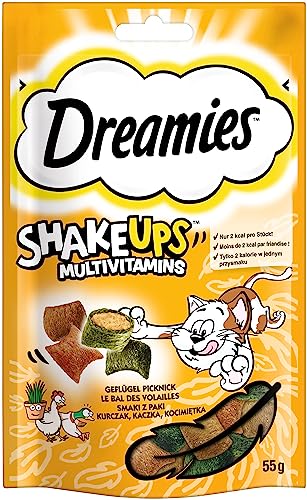 DREAMIES SHAKE UPS Multivitamins Geflügel Picknick, Katzenleckerlis im Portionsbeutel - 55g (6 Beutel) – Bild 3