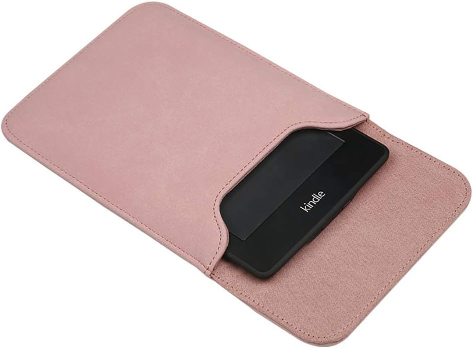 Emoly Leather Kindle Sleeve for Kindle Paperwhite 7'' E-Reader - Protective Insert Sleeve Case Cover Bag Fits Kindle Paperwhite 10th Generation 2019 / 9th Generation 2017, Pink