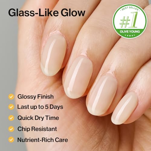 Image of ohora 2-in-1 Sheer Nail Polish & Strengthener - Honeydew | Tinted Nail Concealer | Nail Hardener for Weak, Damaged Nails | Nail Care Polish with Glossy Finish | Glazed-Syrup Formula, 15 mL