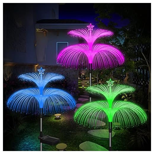 Weepong Solar Garden Lights 3 Pack New Upgraded Solar Outdoor Lights Waterproof 7 Color Changing double Jellyfish and Star Solar Flower Lights for Garden Decor,Yard Decor,Outdoor Decor,Gifts for Women