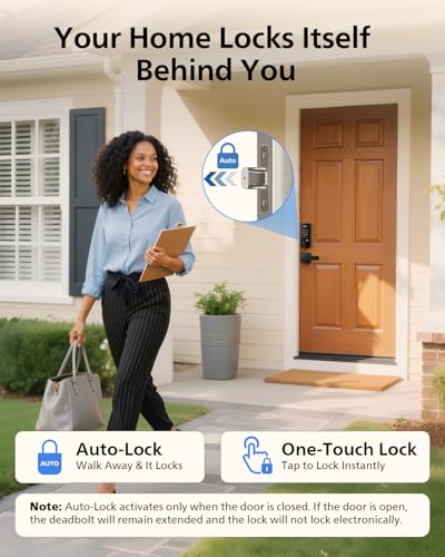Philips Built-in WiFi Smart Lock, Keyless Entry Door Lock with App, Touchscreen, Indicator Light, Fingerprint Door Lock — Compatible with Alexa & Google, Splash-Proof Design, Includes 8 Batteries thumbnail 5