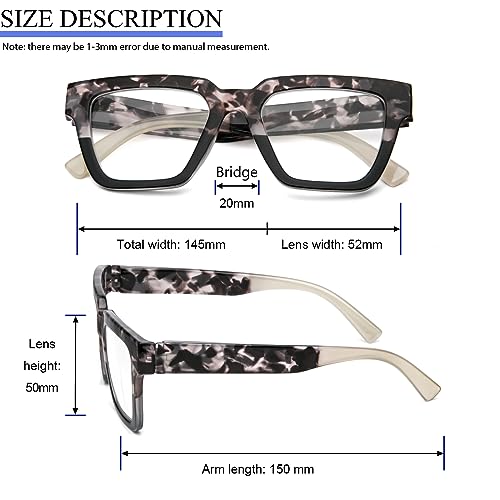 Image of Modern Square Reading Glasses 4 Pack Oversized Eye Glasses Blue Light Blocking Eyestrain Relief
