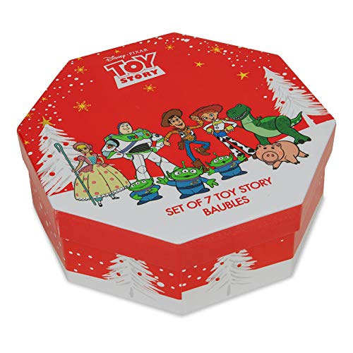 Santa Express Disney Toy Story 4 Set of 7 Glitter Christmas Baubles, Red, Green, Gold, Silver - Image 2