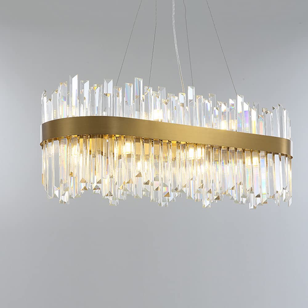 Owalny wisiorek LED postmodernistyczny blok kryształowy złota lampa sufitowa LED Art Deco kryształowe zawieszenie do jadalni sypialni salonu restauracji