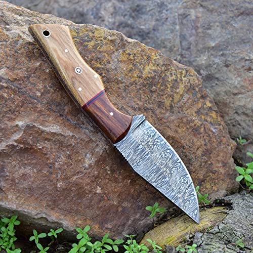 Grace Knives Handmade Hunting And Camping Bushcraft Knife Damascus Steel 8.5 Inches Edc Fixed Blade Knife With Leather Sheath G-002 (Wood) #TOP2