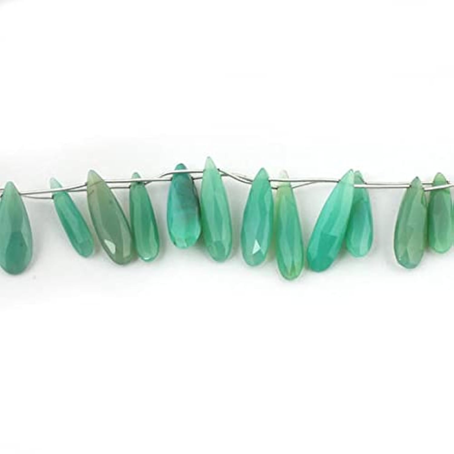 Briolettes en calcédoine verte LKBEADS de qualité supérieure avec facettes de haute précision