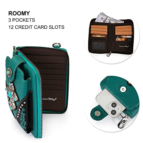 Image of Montana West Western Crossbody Phone Wallet for Women RFID Blocking Wallet Purse with Cash Slots & Zipper Pocket