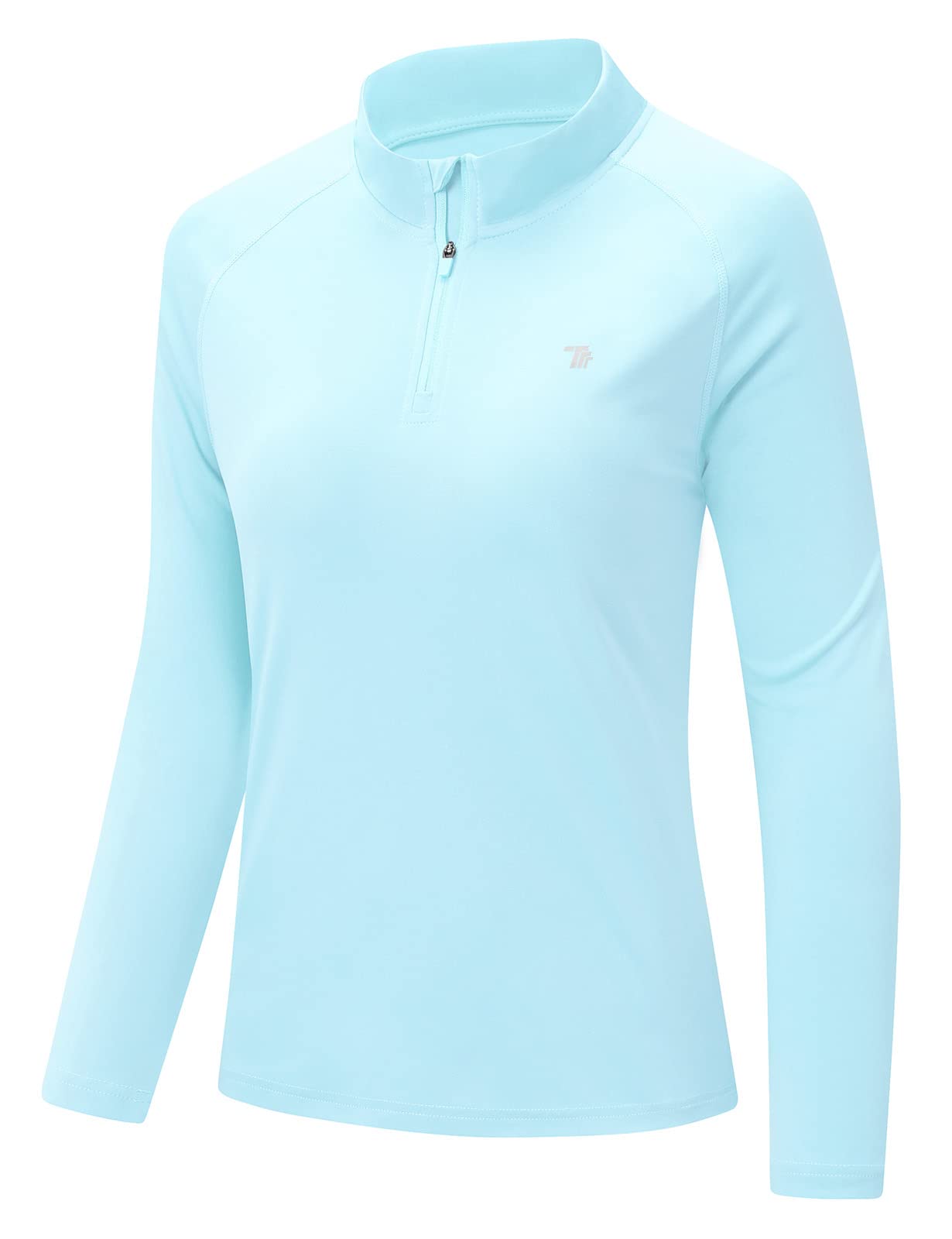 donhobo Damen Sportshirt Langarm Laufshirt UV Schutz 1/4 Reißverschluss | Atmungsaktiv Schnelltrocknend Rashguard UPF 50+ Outdoor Funktionsshirt für Yoga Fitness Golf Wandern Freizeit