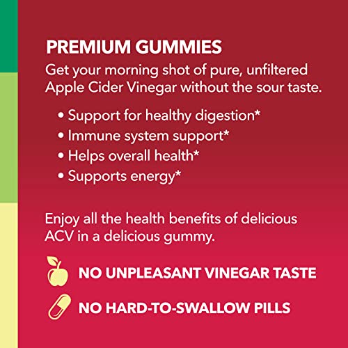 Havasu Nutrition Organic Apple Cider Vinegar Gummies With The Mother | Metabolism Stomach Control & Energy Support | Vegan & Non-Gmo Natural Apple Flavor | 60 Count #TOP5