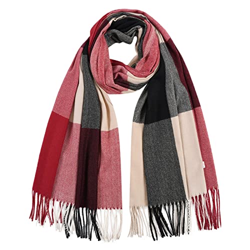 WWricotta Écharpe à carreaux imitation cachemire Épais Chaleur Gland Couleur assortie Châle féminin Homme Court Longue Vert Homme Cadeau Pas Cher