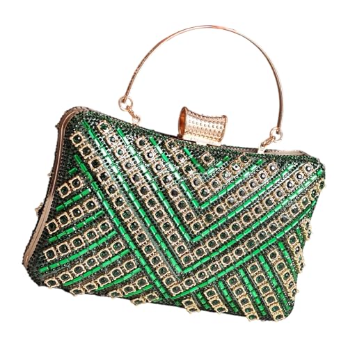 [���V�I�A] Delicate Embroidered Evening Bag with Rhinestones Decors Multiple Carrying Option Practical Nylon Special Occasion Essent