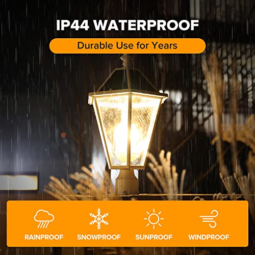 Lutec Led Post Solar Light Outdoor,Dusk To Dawn Vintage Street Lights, 300Lm, 2700K,Cast Aluminum Solar Pole Lights For Garden Pathway Yard Exterior - White (Base Not Included) #TOP3