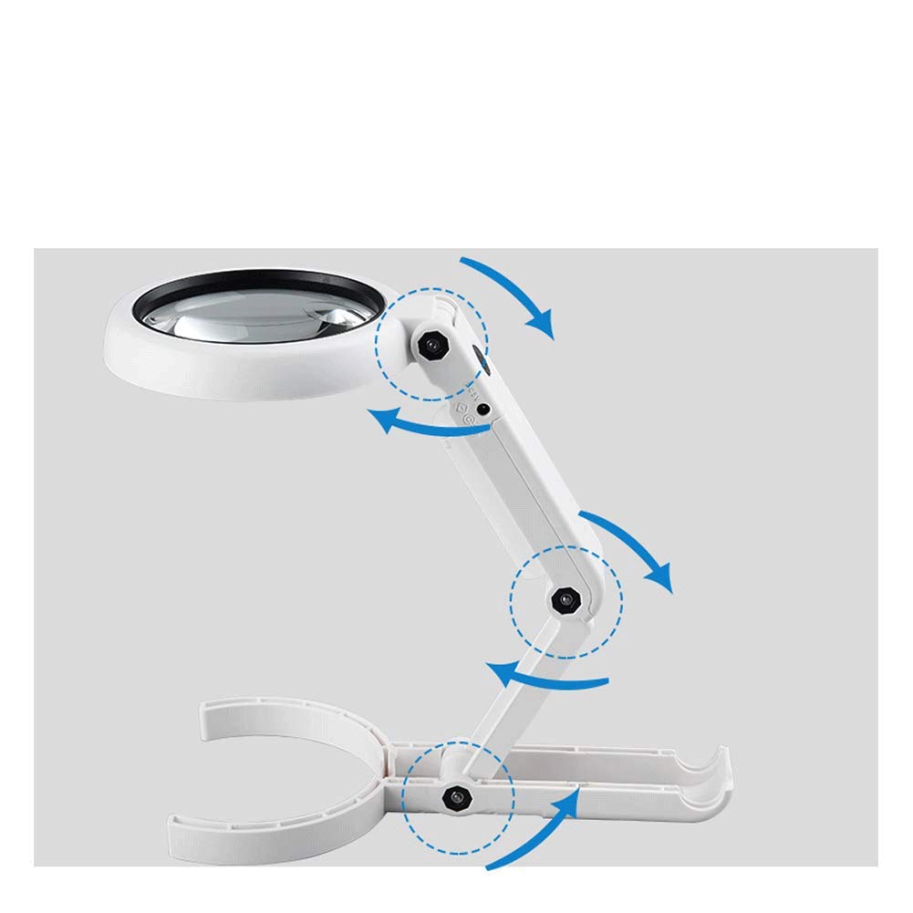 Charge de Bureau loupe à Double Usage de Poche 20 Fois Lampe de Table Pliante Entretien de Lecture pour Personnes âgées avec lumières Haute définition Warm as Ever