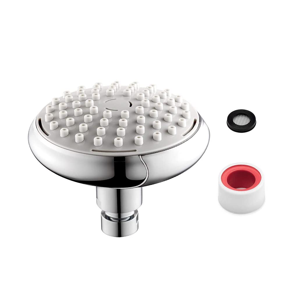 Shower Head Doccette, Soffione Doccia Fisso ad Alta Pressione con Getto Forte, Contro Alimentazione idrica a Bassa Pressione, Finitura cromata Lucida, Soffione Doccia Rotondo, Sfera in Gel Regolabile