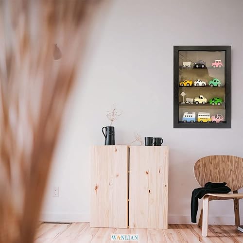 Miniatura 2 de WANLIAN Caja de sombra grande con estantes, caja de sombra de madera de 11 x 16 pulgadas con ventana acrílica, 3 estantes extraíbles y parte trasera