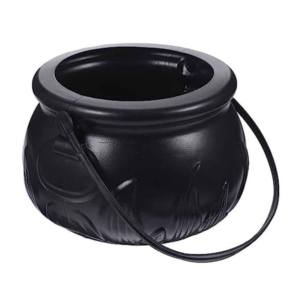 CTRLZS Black Cauldron Kettle Plastic Witch Kettle Patricks Cauldron Wizard Witch Cauldron Decoration Candy Kettle Bucket