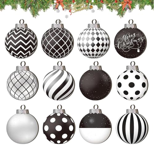 Lustige Weihnachtskugeln | 12x Holz Deko Kugelornament | Bruchsicherer...